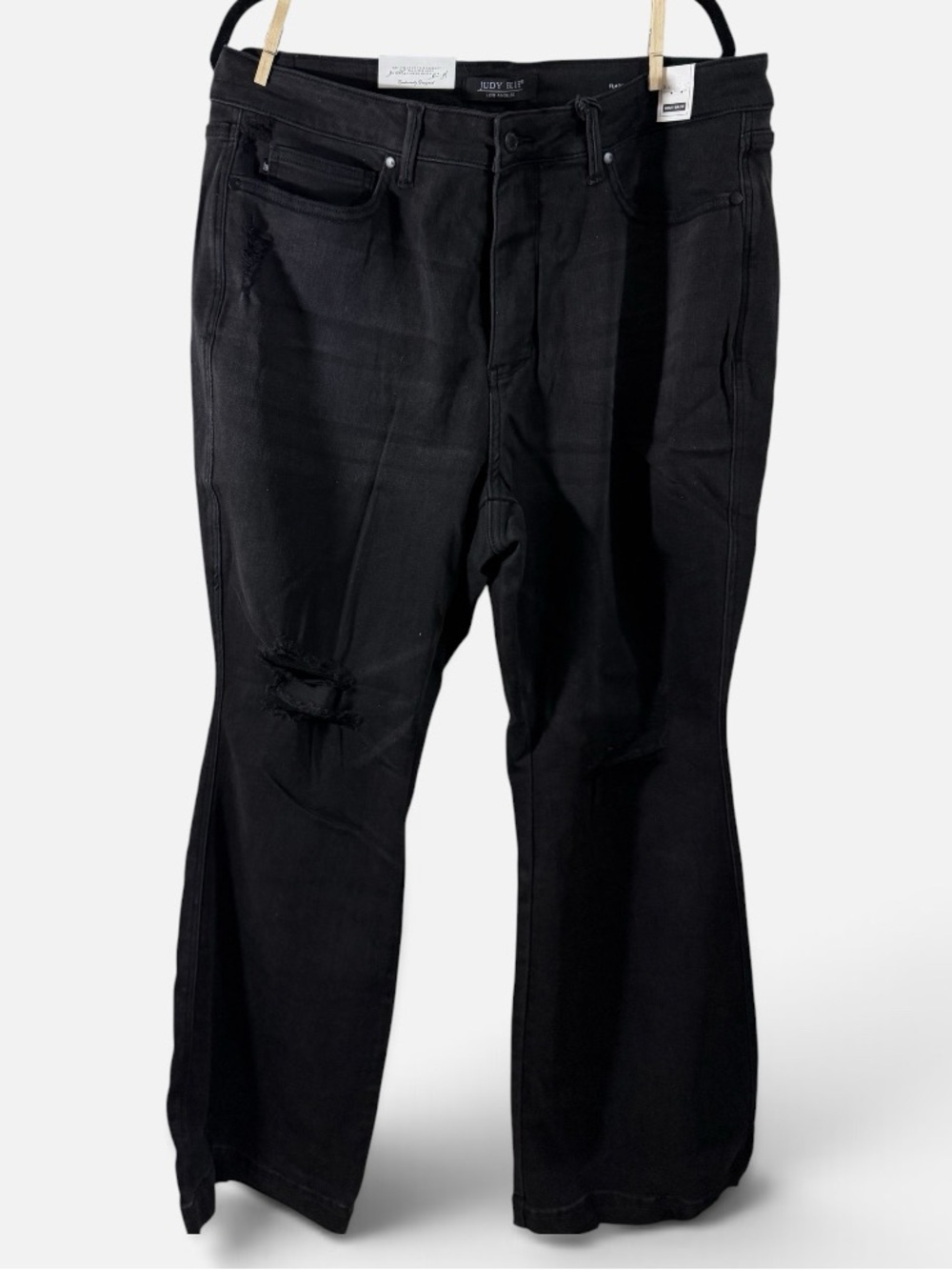 NWT Judy Blue Tummy Control Destroyed Flare Black Jeans (20W) Style JB88622BK